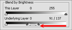 Position of the sliders