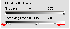 Position of the sliders