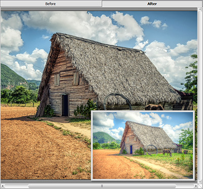 Preset Preview Window over the Image Window