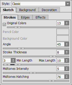 Photo-to-Sketch  Settings