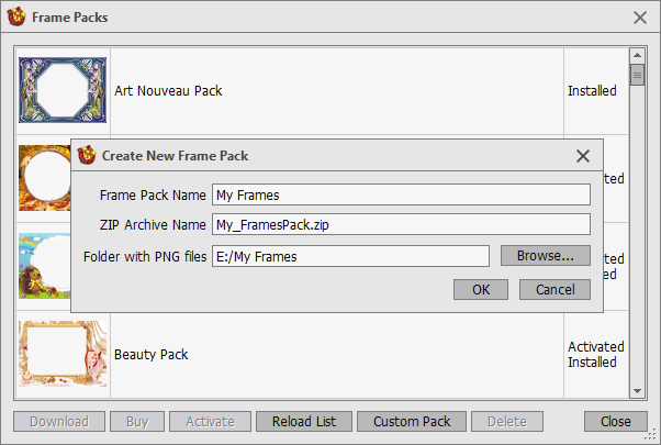 Creating a Frame Pack