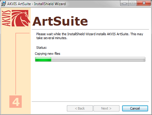 AKVIS software installation is in progress