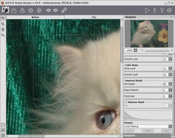 Automatic Filtering: color noise reducing