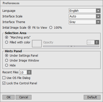 Preferences of AKVIS Decorator