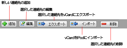 連絡先コントロールバー