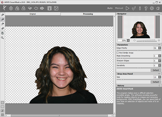 Result on a transparent background