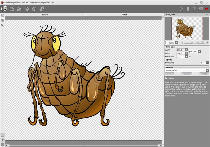 Workspace of AKVIS Magnifier AI with the original image