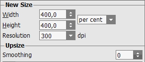 Image size panel