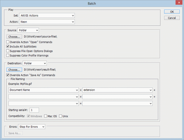 Batch Settings