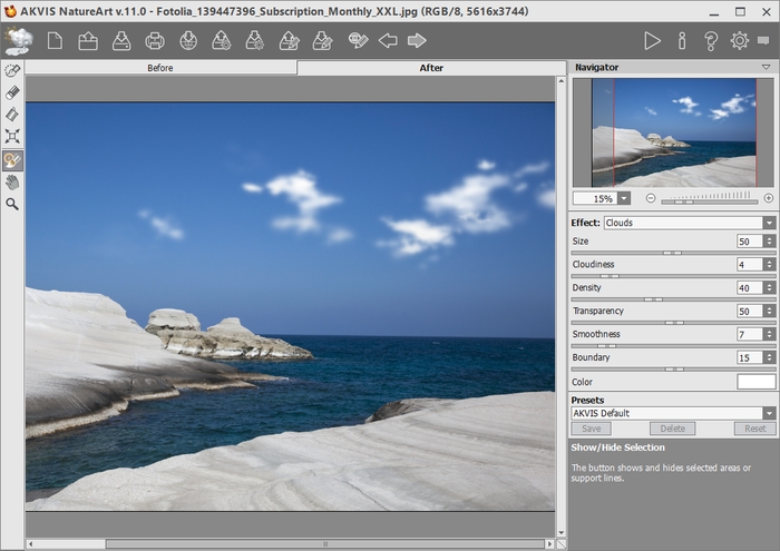 Clouds Effect in AKVIS NatureArt