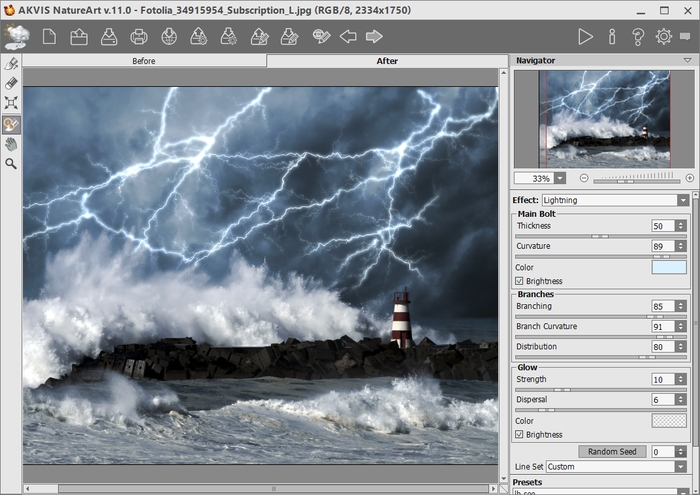 Lightning Effect in AKVIS NatureArt