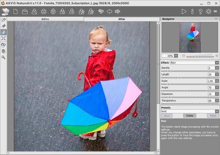 Rain Effect in AKVIS NatureArt