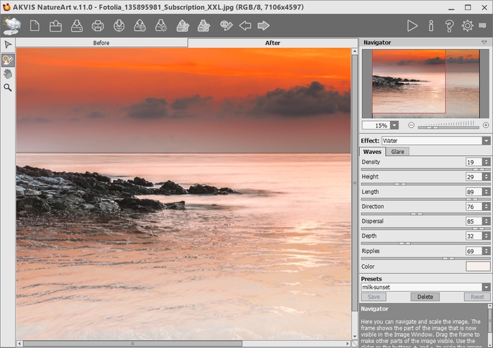 Water Effect in AKVIS NatureArt