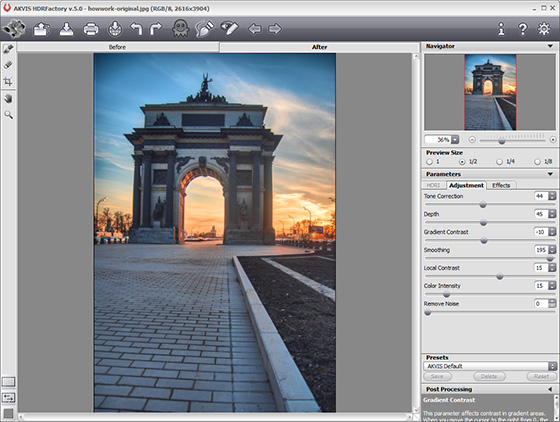 Image Adjustment with Default Settings