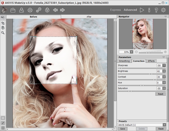 Correcting the Image in AKVIS MakeUp
