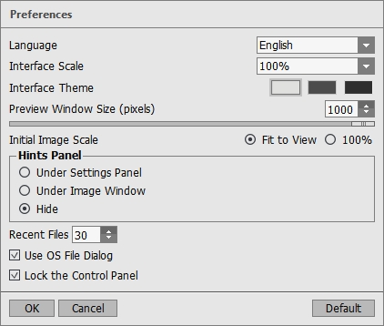 Preferences window
