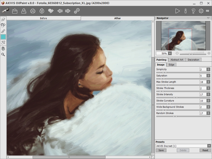 Workspace of AKVIS OilPaint